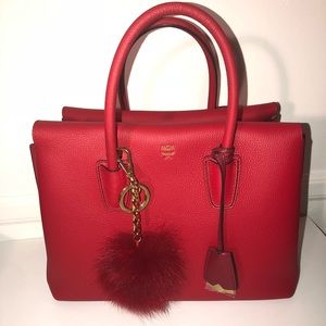 MCM mills leather tote red